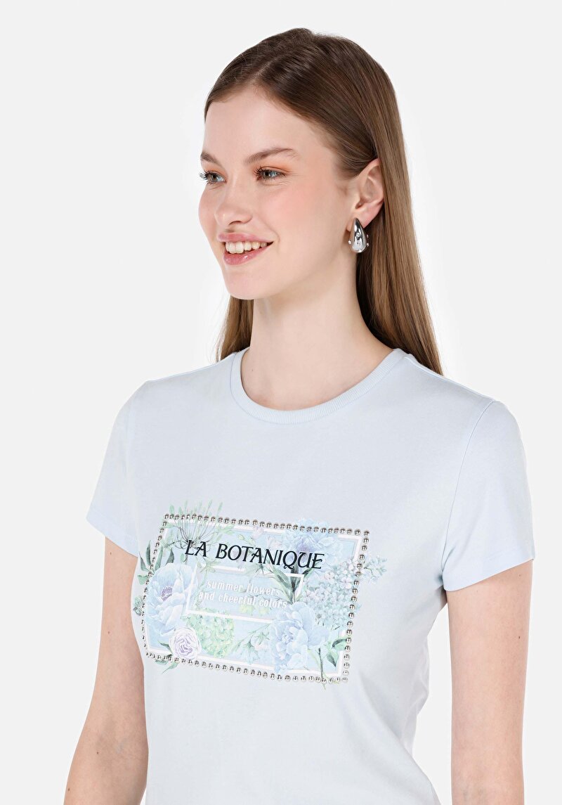 Показати інформацію про Футболка З Коротким Рукавом Жіноча Блакитна  Cl1067977