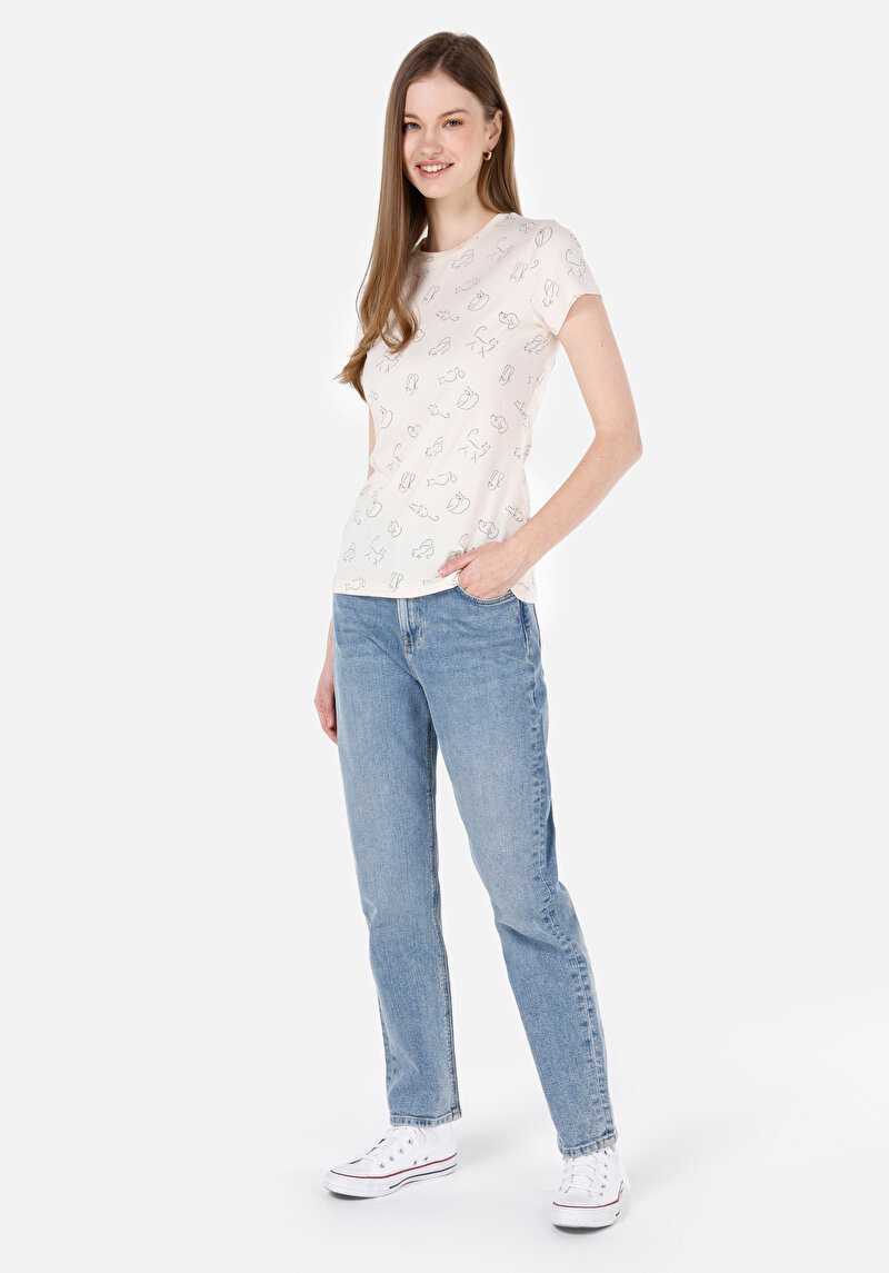 Показати інформацію про Футболка З Коротким Рукавом Жіноча Бежева  Cl1068587