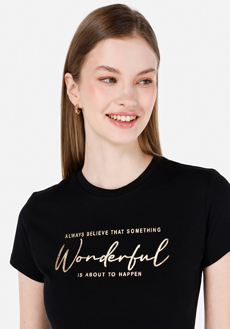 Показати інформацію про Футболка З Коротким Рукавом Жіноча Чорна  Cl1068594