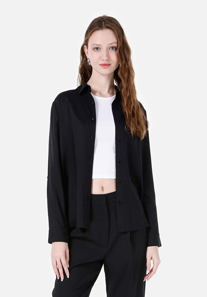 Зображення Сорочка З Довгим Рукавом Жіноча Чорна  Cl1066570