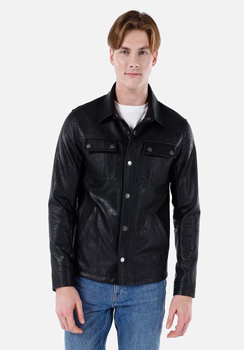 Зображення Куртка З Еко-шкіри Чоловіча Чорна Cl1066708