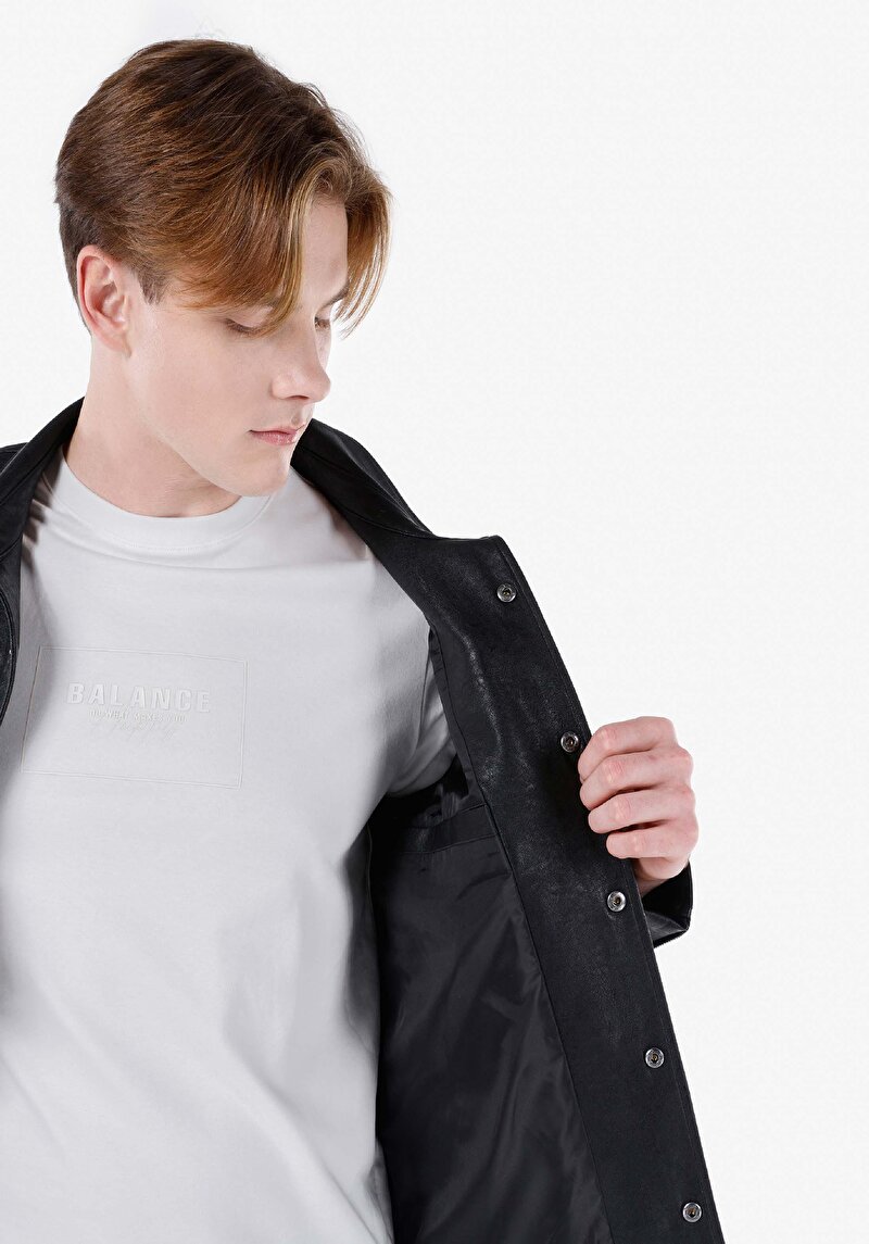 Показати інформацію про Куртка З Еко-шкіри Чоловіча Чорна  Cl1066708