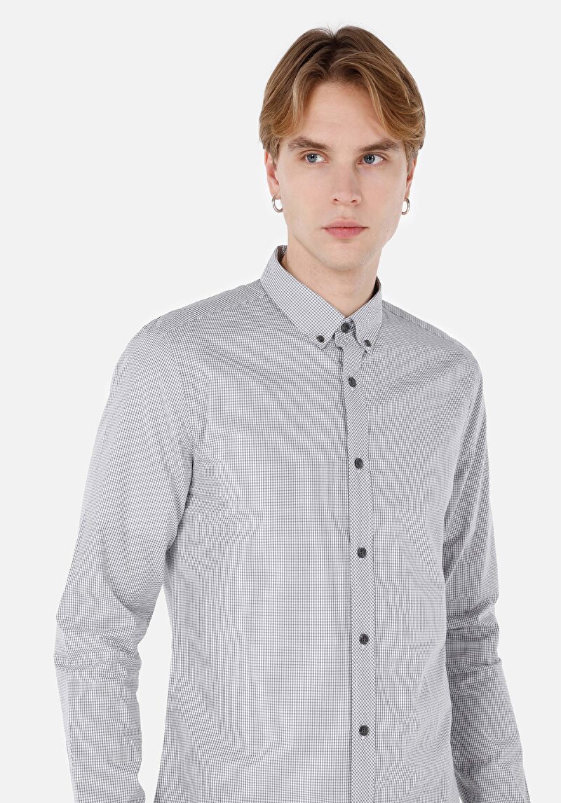 Показати інформацію про Сорочка З Довгим Рукавом Чоловіча Сіра  Cl1064017