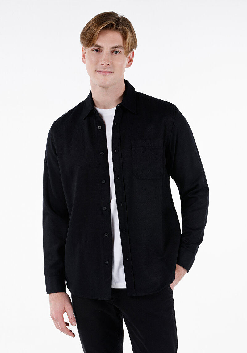 Зображення Сорочка З Довгим Рукавом Чоловіча Чорна  Cl1066931