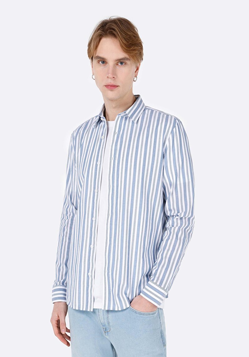 Зображення Сорочка З Довгим Рукавом Чоловіча Блакитна Cl1067542