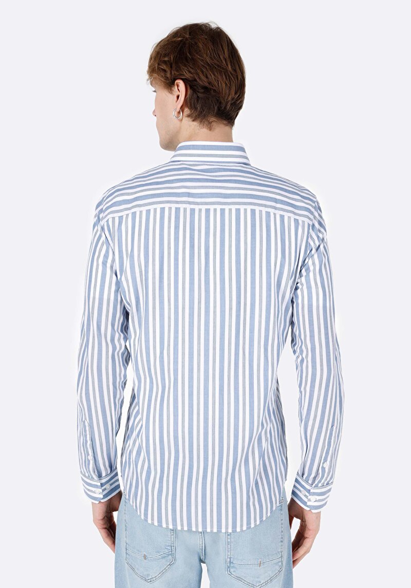 Показати інформацію про Сорочка З Довгим Рукавом Чоловіча Блакитна  Cl1067542