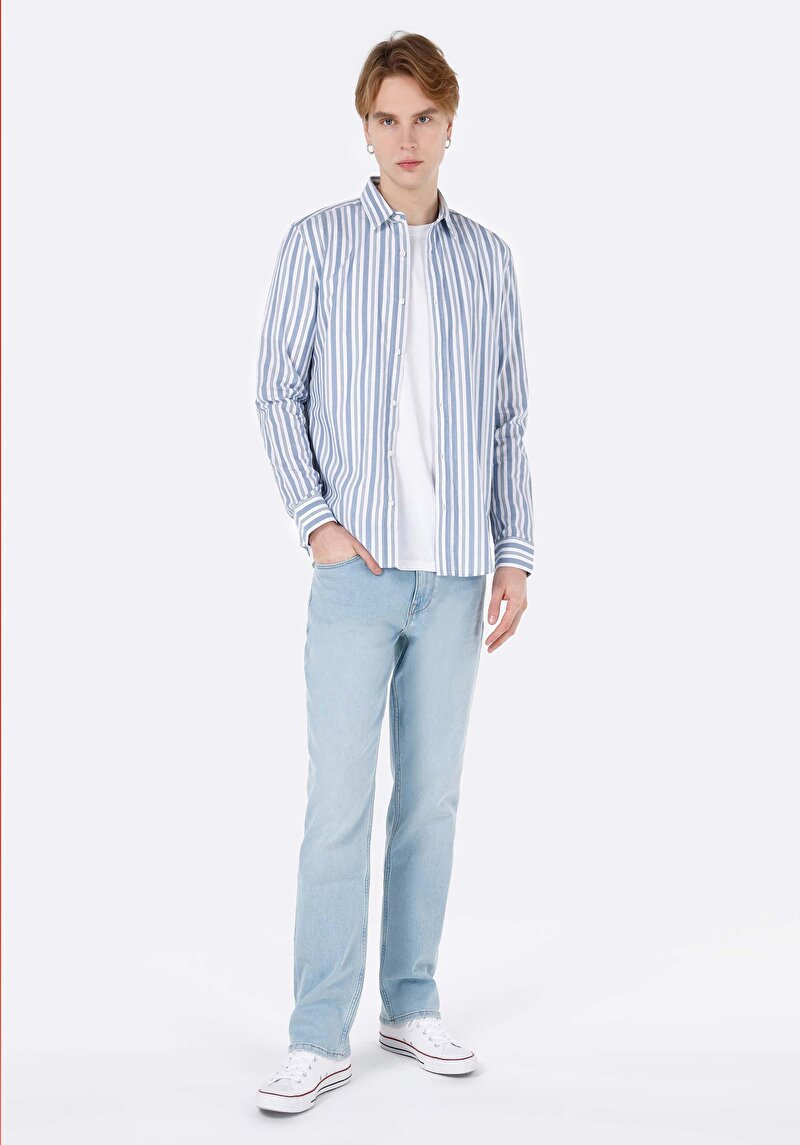 Зображення Сорочка З Довгим Рукавом Чоловіча Блакитна Cl1067542