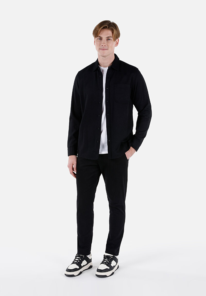 Показати інформацію про Сорочка З Довгим Рукавом Чоловіча Чорна  Cl1066931