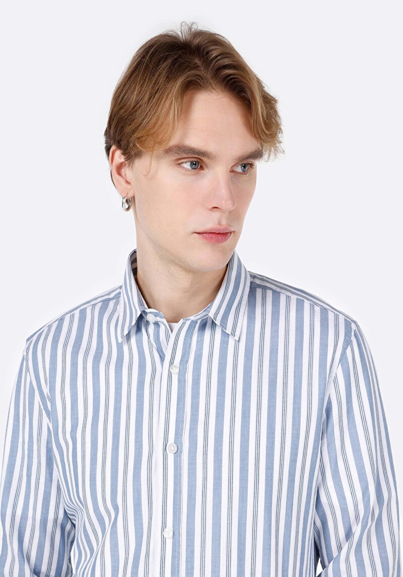 Зображення Сорочка З Довгим Рукавом Чоловіча Блакитна Cl1067542