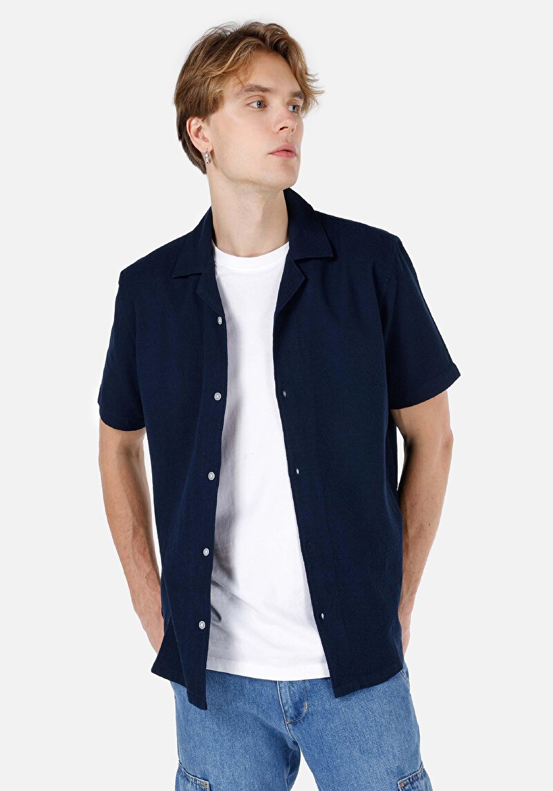 Зображення Сорочка З Коротким Рукавом Чоловіча Синя  Cl1066937