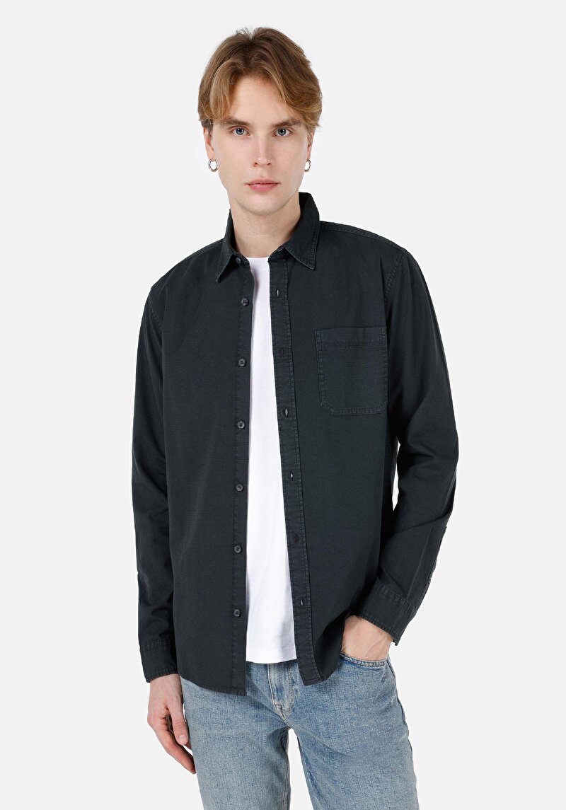 Зображення Сорочка З Довгим Рукавом Чоловіча Сіра  Cl1066942