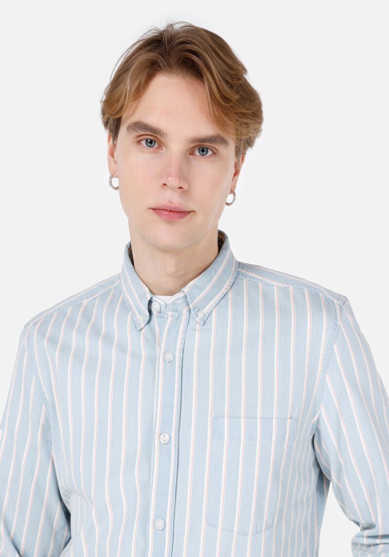 Зображення Сорочка З Довгим Рукавом Чоловіча Блакитна Cl1068123