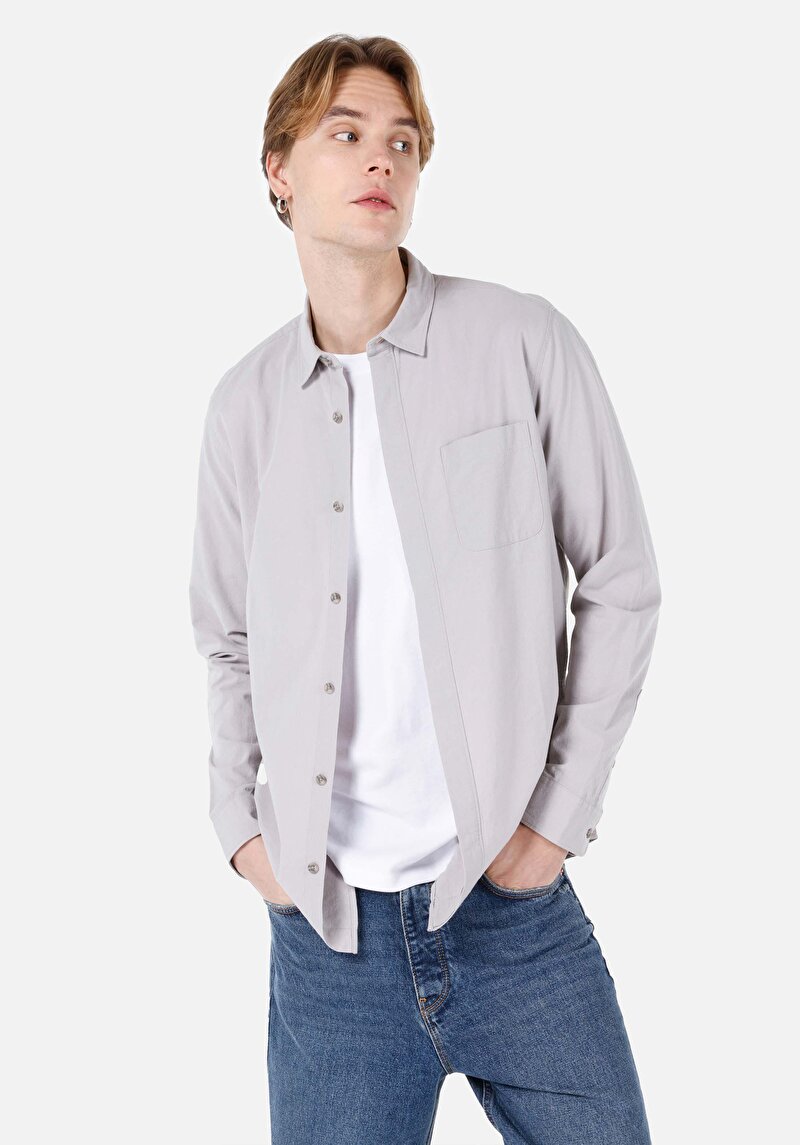 Зображення Сорочка З Довгим Рукавом Чоловіча Сіра  Cl1067013