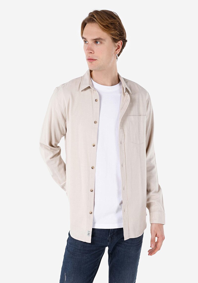 Зображення Сорочка З Довгим Рукавом Чоловіча Бежева  Cl1067015