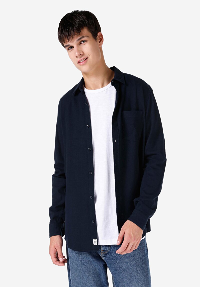 Зображення Сорочка З Довгим Рукавом Чоловіча Синя  Cl1067015