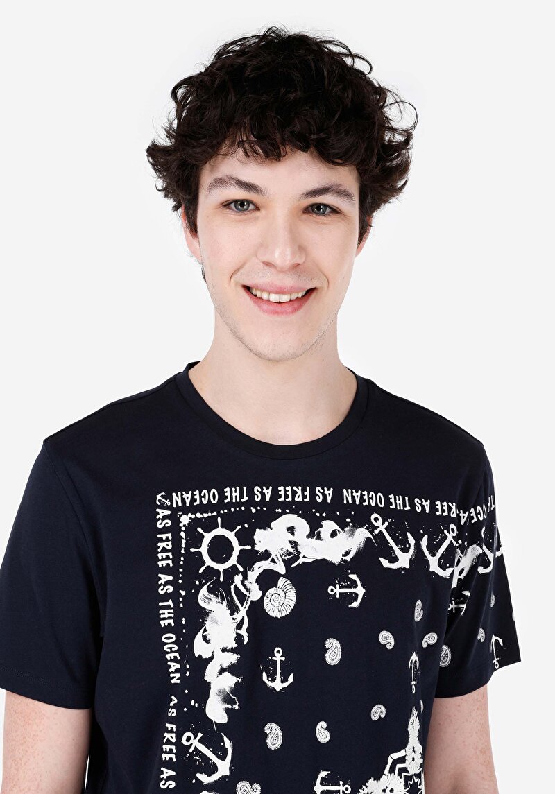 Показати інформацію про Футболка З Коротким Рукавом Чоловіча Синя  Cl1067707