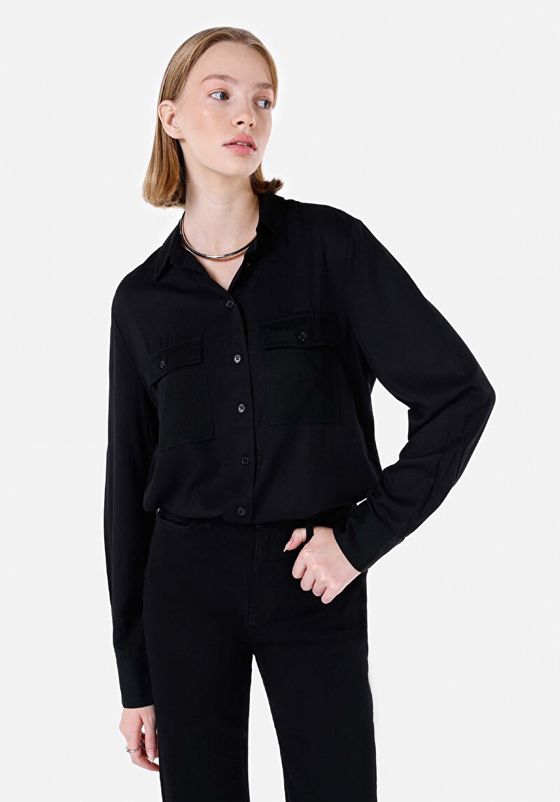 Зображення Сорочка З Довгим Рукавом Жіноча Чорна Cl1067341