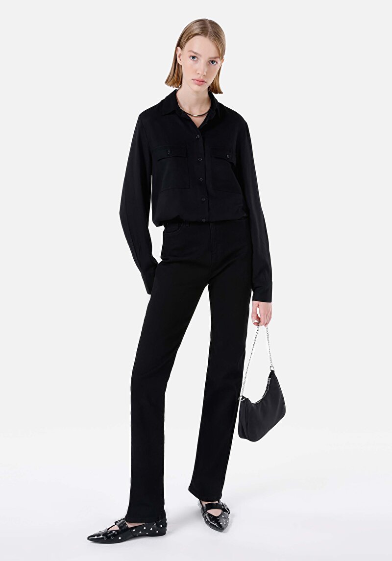 Показати інформацію про Сорочка З Довгим Рукавом Жіноча Чорна  Cl1067341