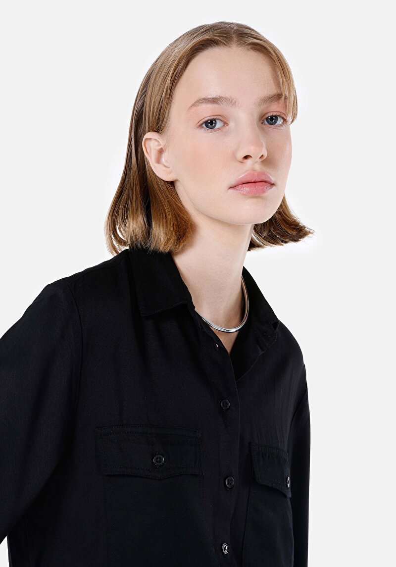 Показати інформацію про Сорочка З Довгим Рукавом Жіноча Чорна  Cl1067341