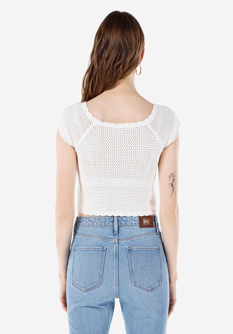 Показати інформацію про Светр Із Коротким Рукавом Жіночий Білий  Cl1068431