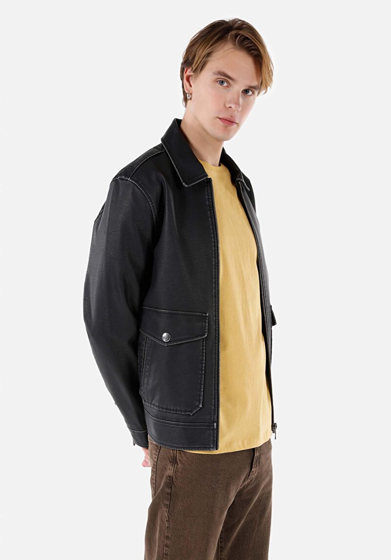 Зображення Куртка З Еко-шкіри Чоловіча Чорна Cl1067352