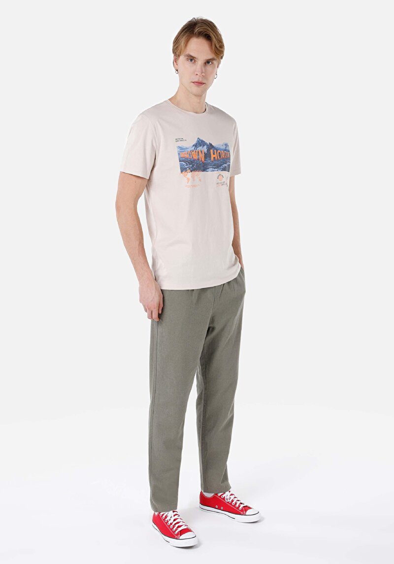 Показати інформацію про Футболка З Коротким Рукавом Чоловіча Бежева  Cl1067641