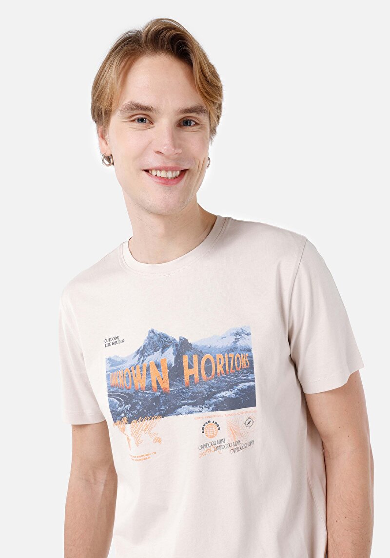 Показати інформацію про Футболка З Коротким Рукавом Чоловіча Бежева  Cl1067641