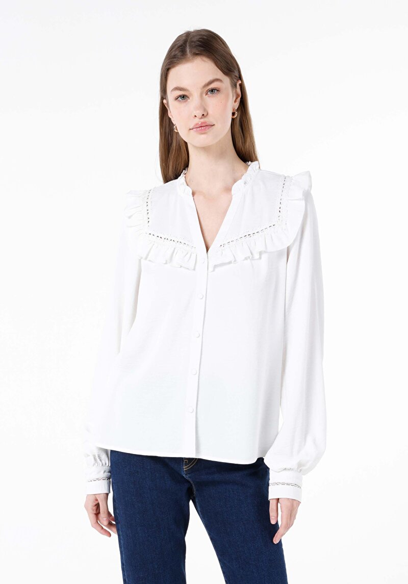 Зображення Сорочка З Довгим Рукавом Жіноча Біла  Cl1067669