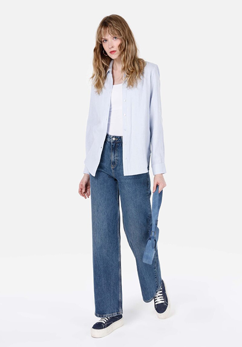 Показати інформацію про Сорочка З Довгим Рукавом Жіноча Блакитна  Cl1067886