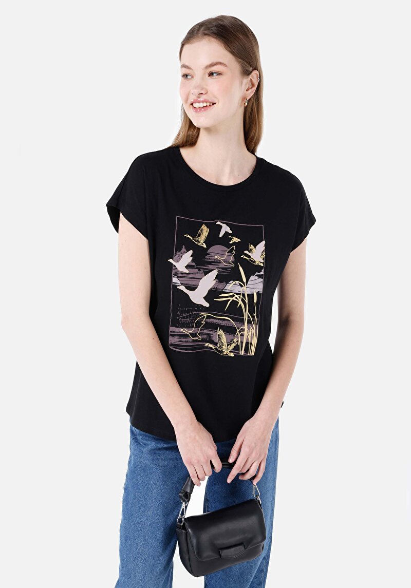 Зображення Футболка З Коротким Рукавом Жіноча Чорна  Cl1067934