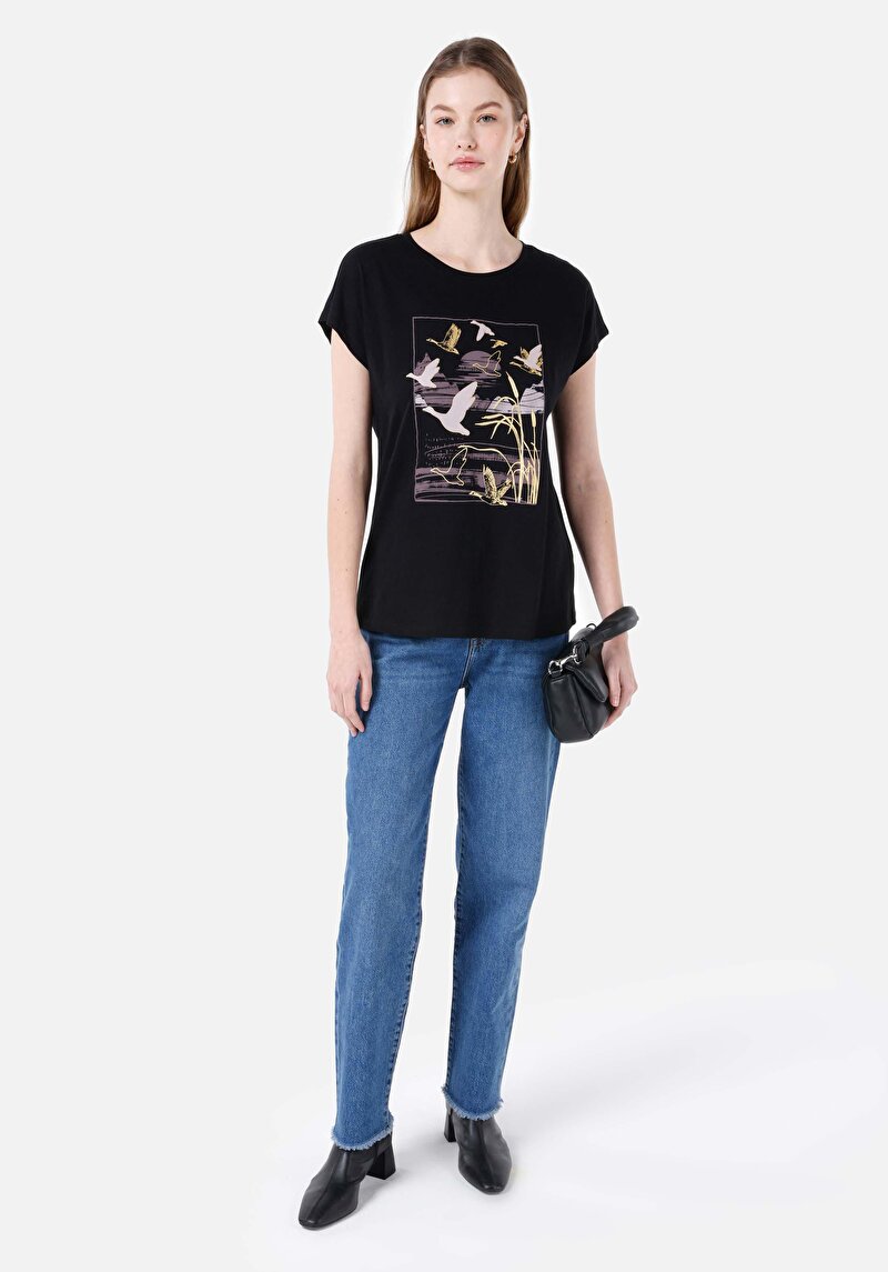 Показати інформацію про Футболка З Коротким Рукавом Жіноча Чорна  Cl1067934