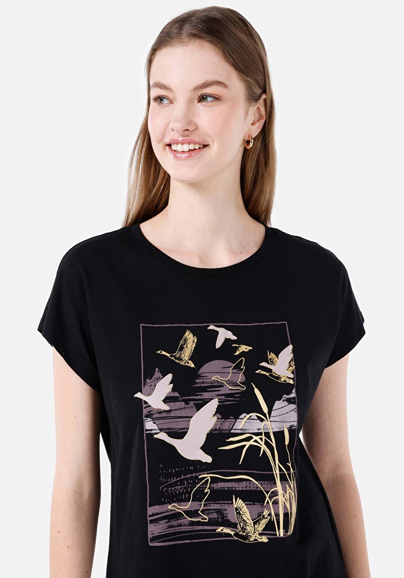 Показати інформацію про Футболка З Коротким Рукавом Жіноча Чорна  Cl1067934