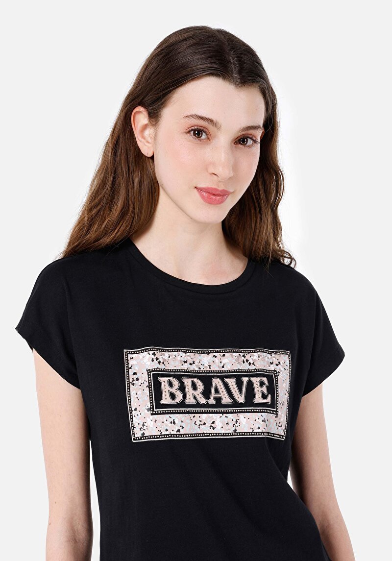 Показати інформацію про Футболка З Коротким Рукавом Жіноча Чорна  Cl1067935