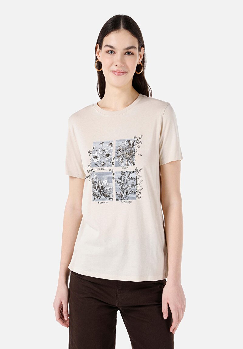 Зображення Футболка З Коротким Рукавом Жіноча Бежева  Cl1067941