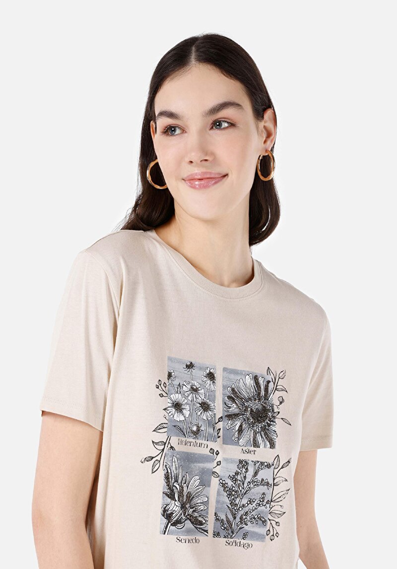 Показати інформацію про Футболка З Коротким Рукавом Жіноча Бежева  Cl1067941