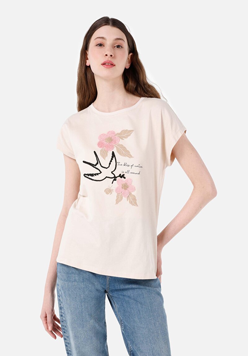 Зображення Футболка З Коротким Рукавом Жіноча Бежева  Cl1067954