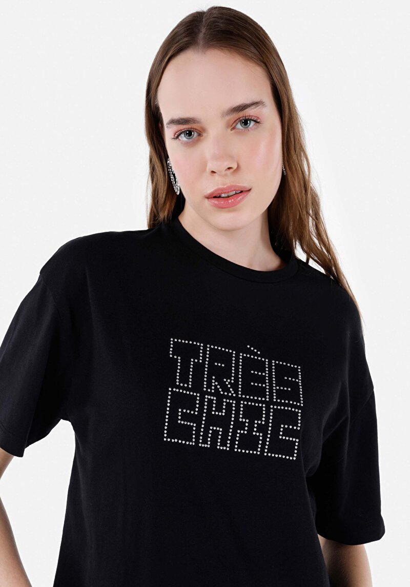 Показати інформацію про Футболка З Коротким Рукавом Жіноча Чорна  Cl1067963