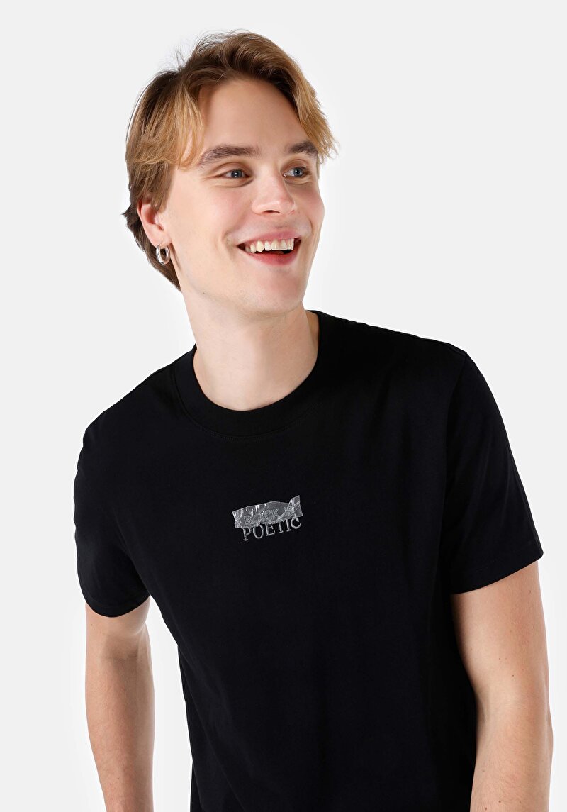 Показати інформацію про Футболка З Коротким Рукавом Чоловіча Чорна  Cl1068192