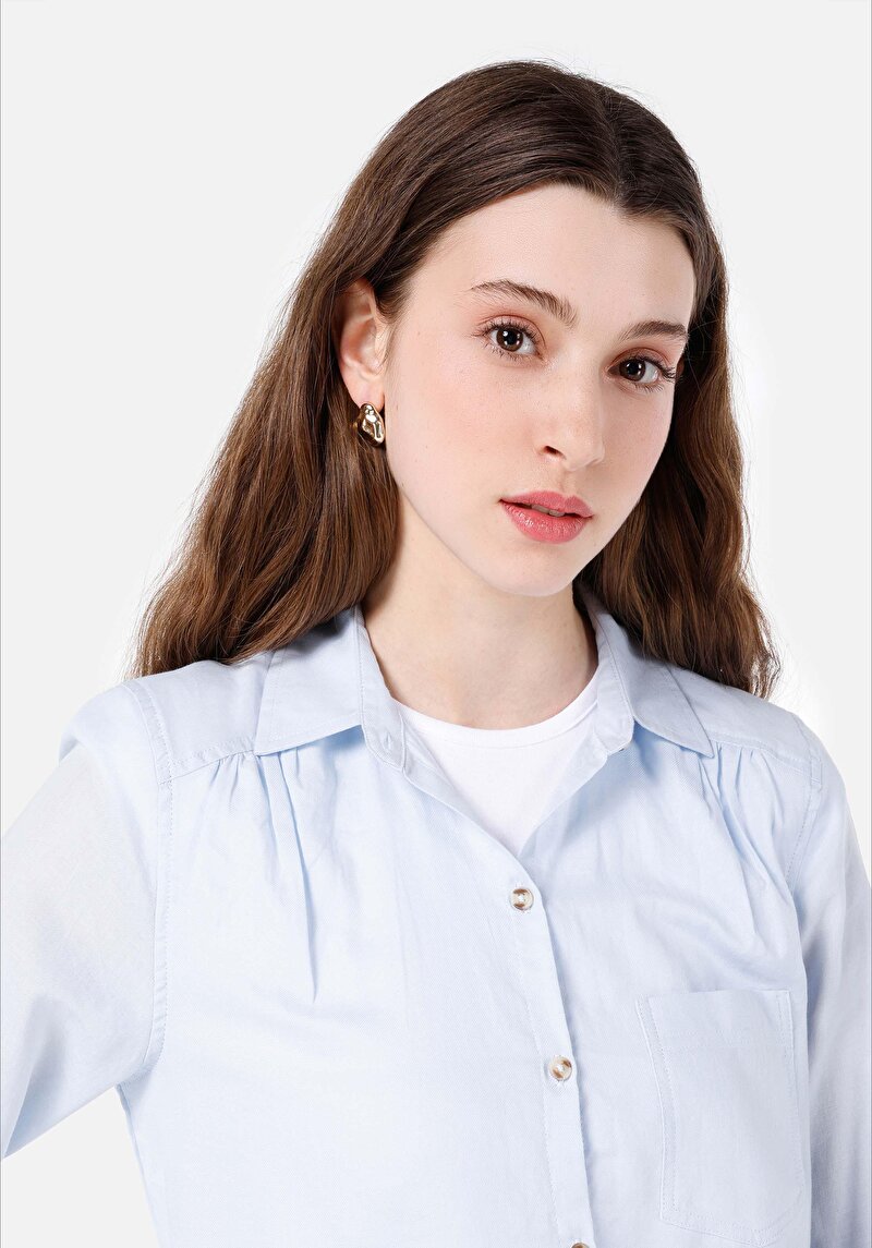 Показати інформацію про Сорочка З Довгим Рукавом Жіноча Блакитна  Cl1068235