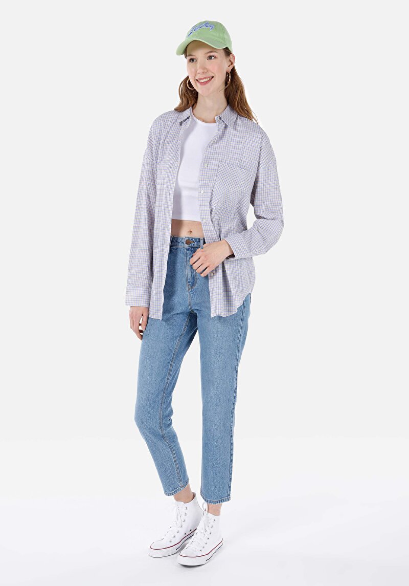 Показати інформацію про Сорочка З Довгим Рукавом Жіноча Блакитна  Cl1067330