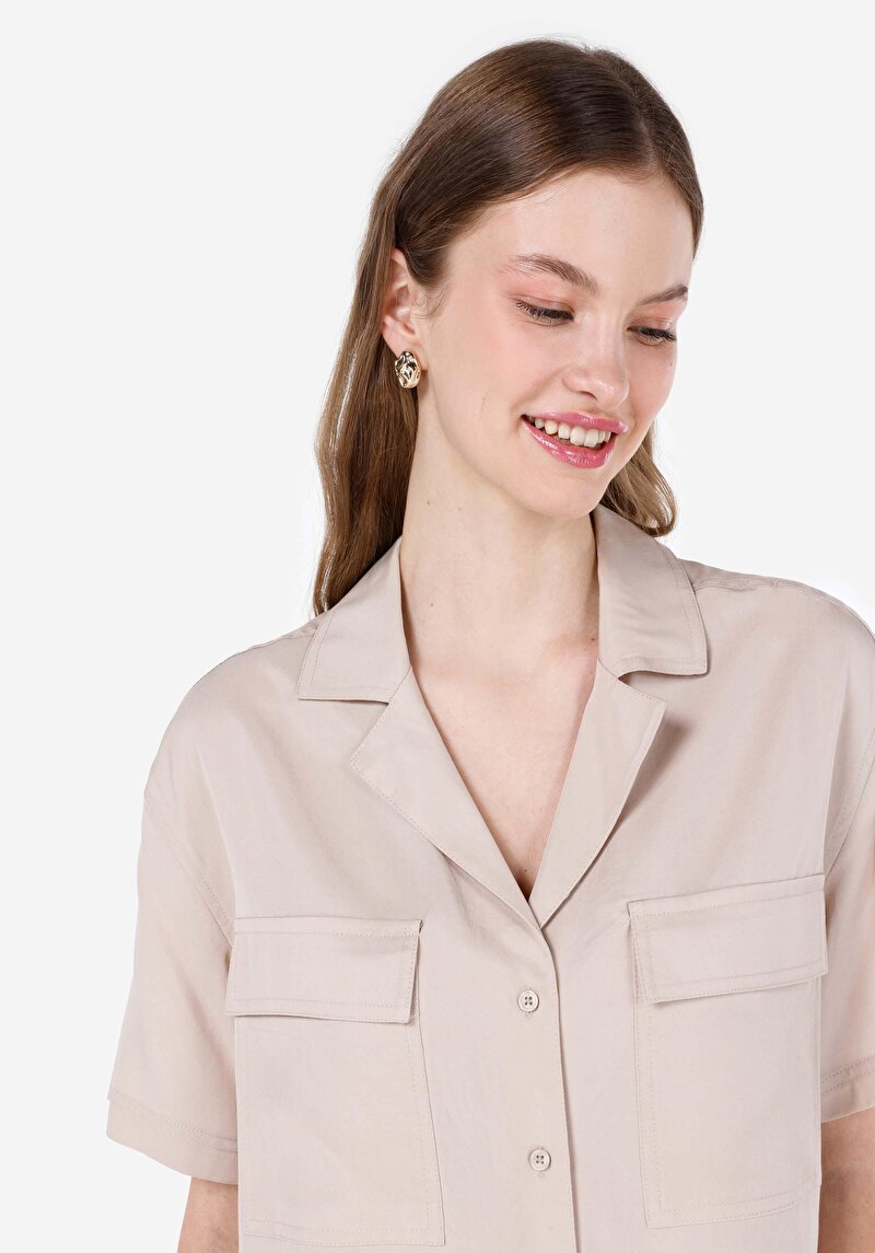 Зображення Сорочка З Коротким Рукавом Жіноча Бежева Cl1068238