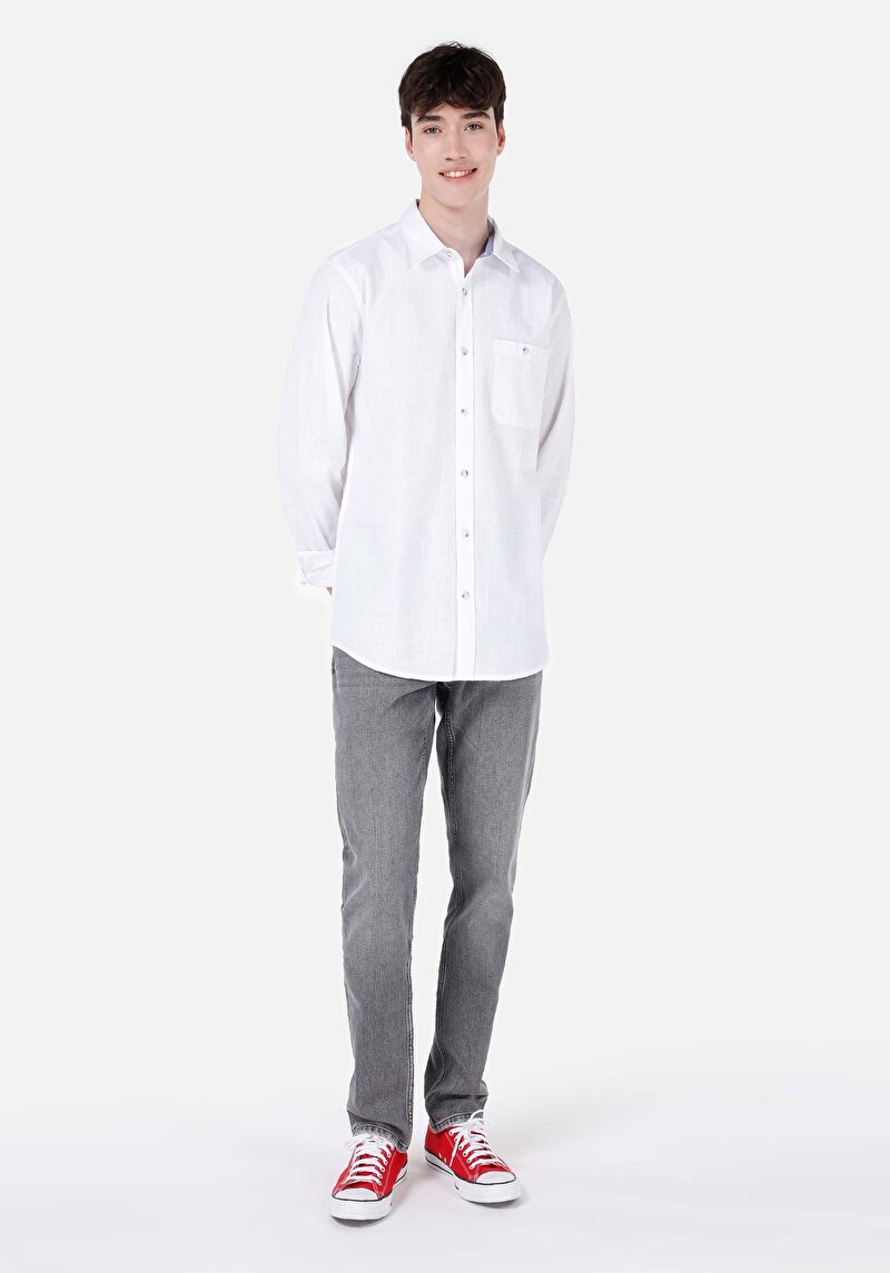 Показати інформацію про Сорочка З Довгим Рукавом Чоловіча Біла  Cl1068392