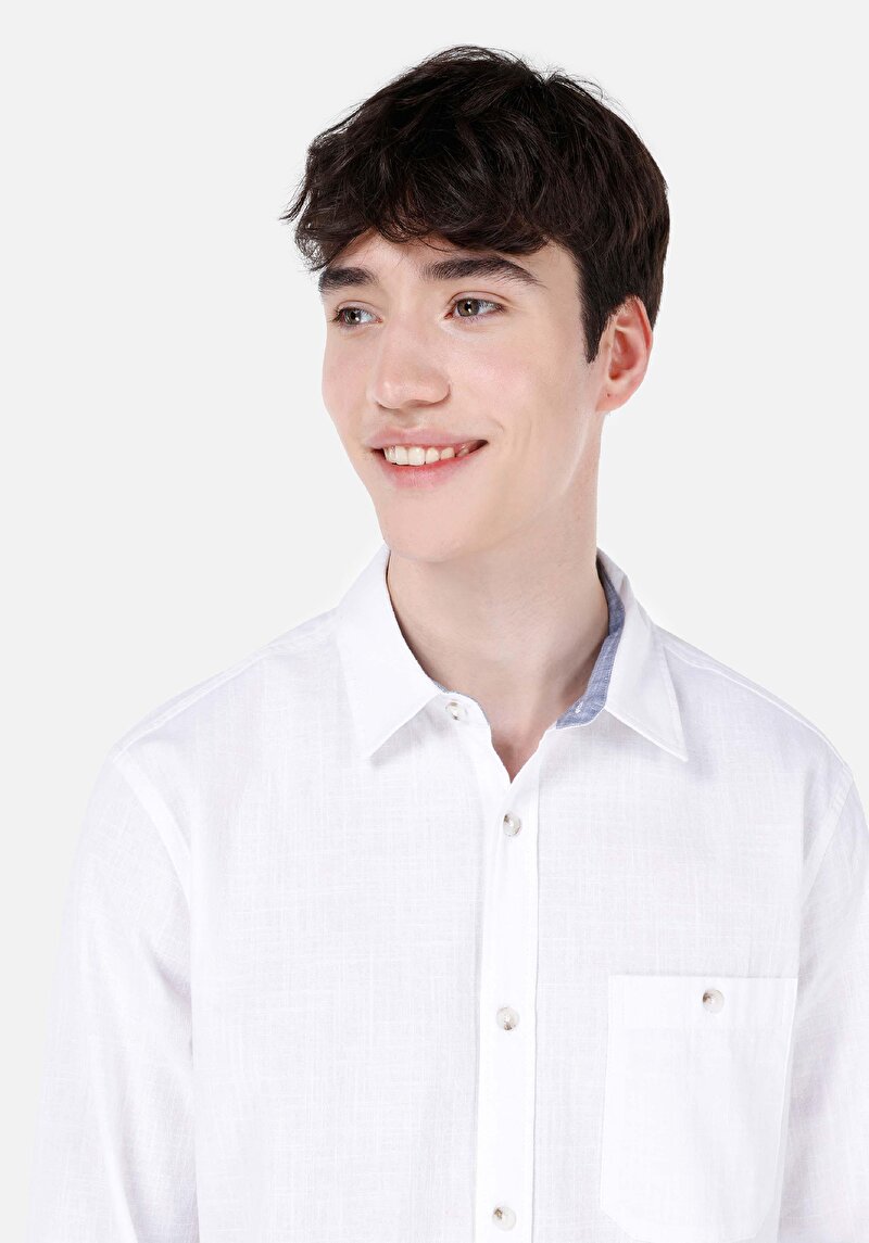 Показати інформацію про Сорочка З Довгим Рукавом Чоловіча Біла  Cl1068392