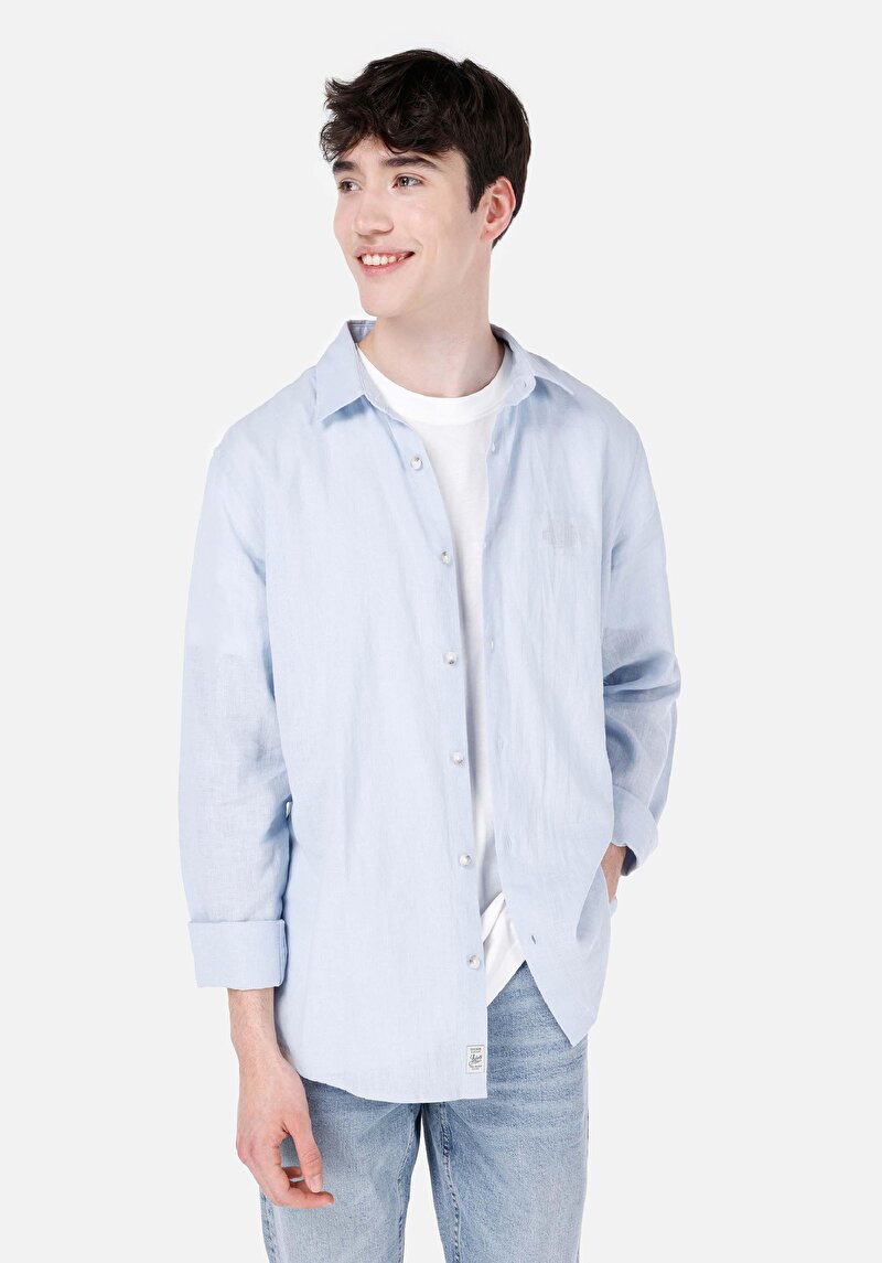 Зображення Сорочка З Довгим Рукавом Чоловіча Блакитна Cl1068759