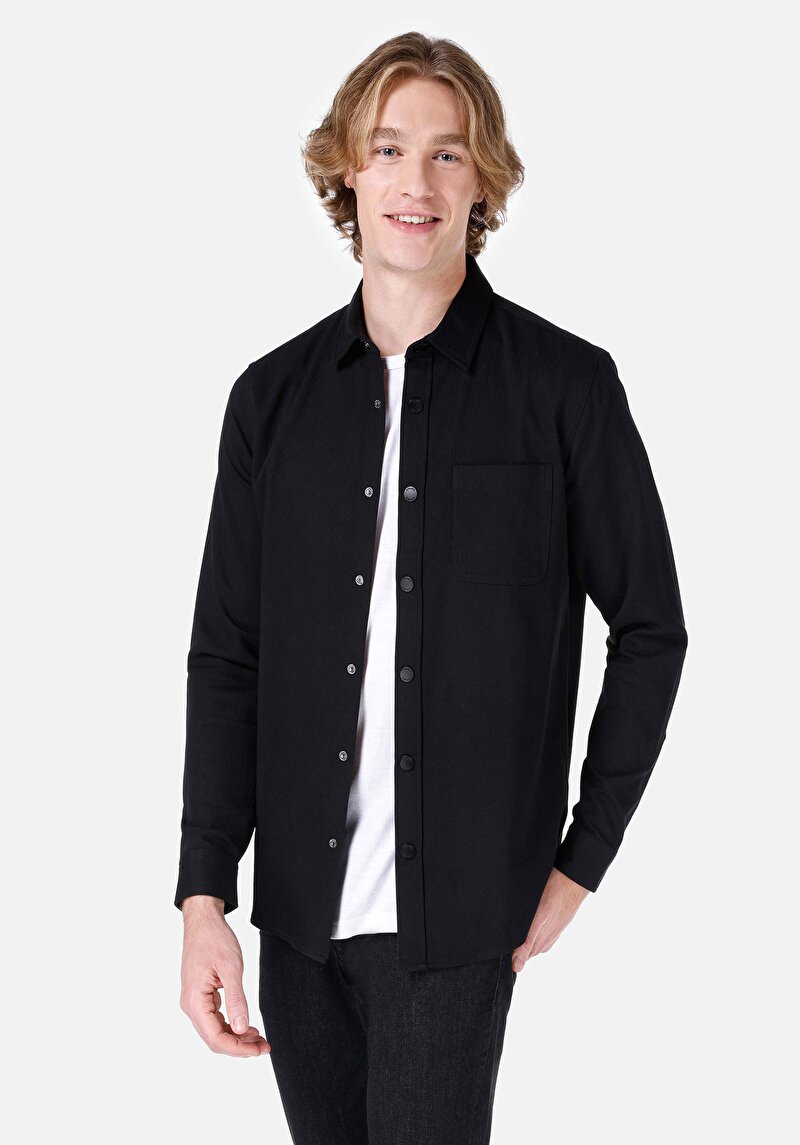 Зображення Сорочка З Довгим Рукавом Чоловіча Чорна  Cl1067420