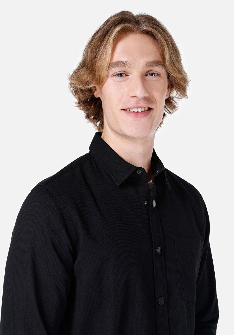 Показати інформацію про Сорочка З Довгим Рукавом Чоловіча Чорна  Cl1067420