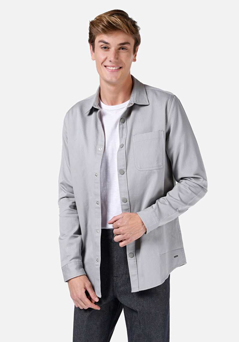 Зображення Сорочка З Довгим Рукавом Чоловіча Сіра  Cl1067420