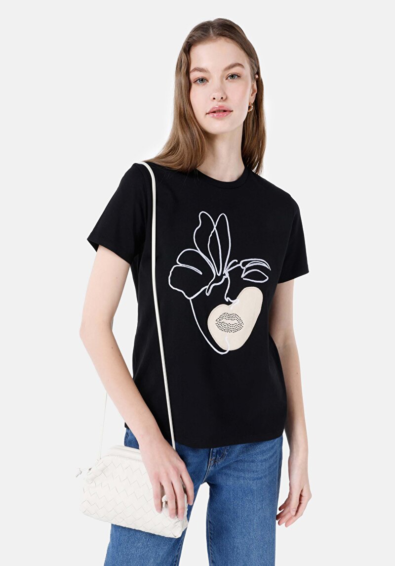 Зображення Футболка З Коротким Рукавом Жіноча Чорна  Cl1068429