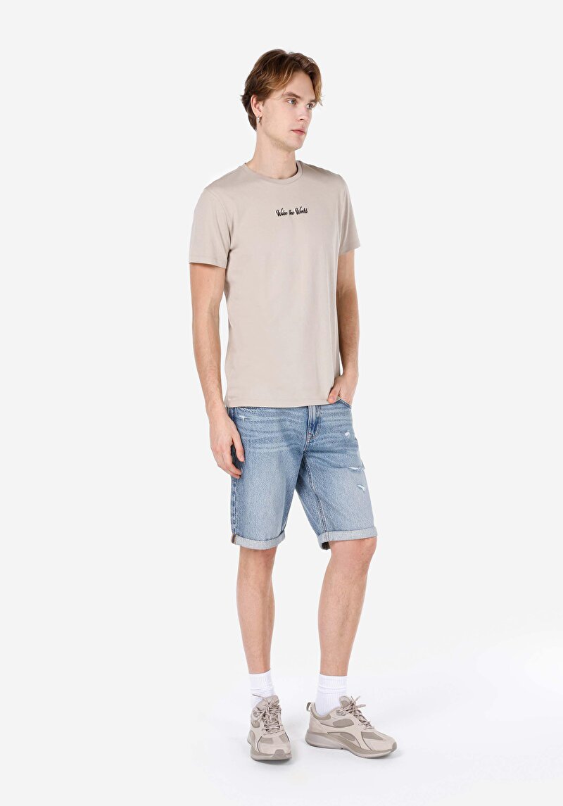 Показати інформацію про Футболка З Коротким Рукавом Чоловіча Бежева  Cl1068518