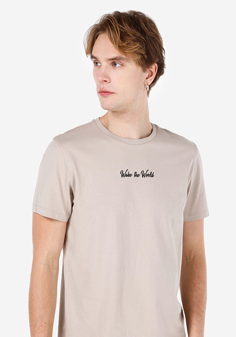 Показати інформацію про Футболка З Коротким Рукавом Чоловіча Бежева  Cl1068518